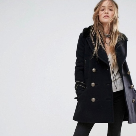 Free People Jackets & Blazers - Free People Sedgwick Peacoat in Navy size S